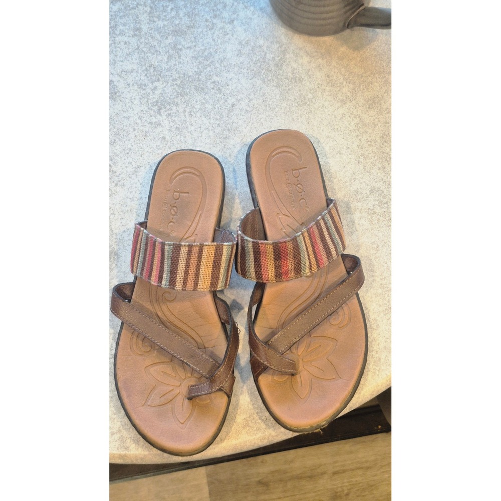 BOC Born Concept Womens Size 8 Brown Boho Woven Multi Stripe Slide Sandals - Picture 3 of 11